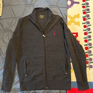 Polo by Ralph Lauren Charcoal Zip-Up Sweater with Red Pony